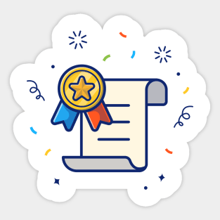 Certificate with badge cartoon Sticker